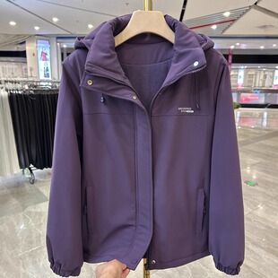 时尚妈妈装加绒短款外套冬装新款洋气减龄50多岁派克服中老年上衣