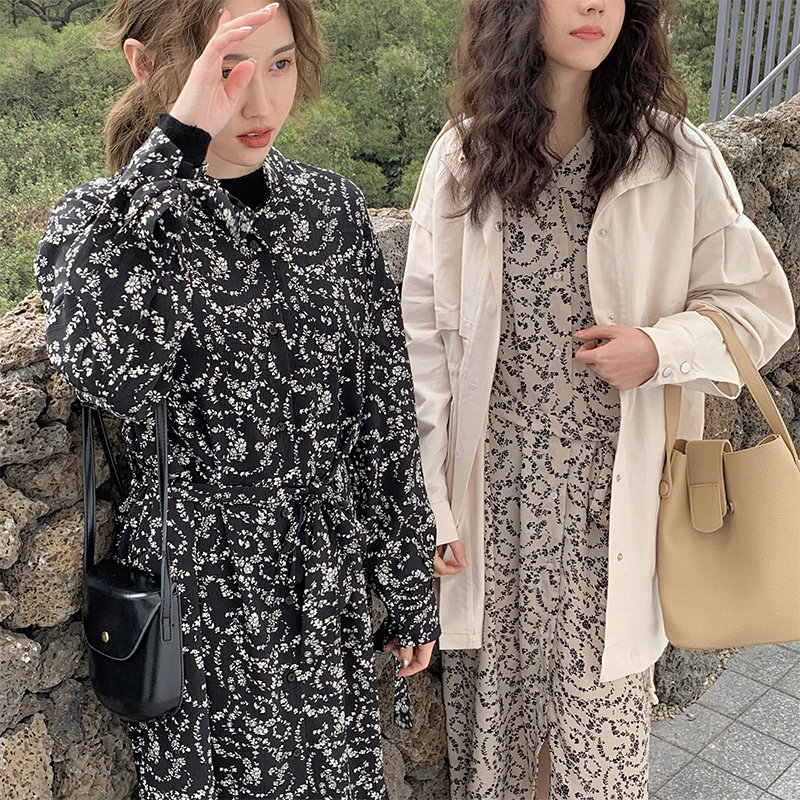 2019秋季新款碎花雪纺长袖连衣裙中长款过膝法式复古很仙的裙子女|msdalam kategori Butik wanita / wanita, pakaian - dari Buy2taobao.com untuk memberikan perkhidmatan ejen Taobao profesional membeli