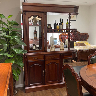 美式 饰入户间厅柜 实木玄关柜隔断柜客厅酒柜双面储物柜门厅屏风装