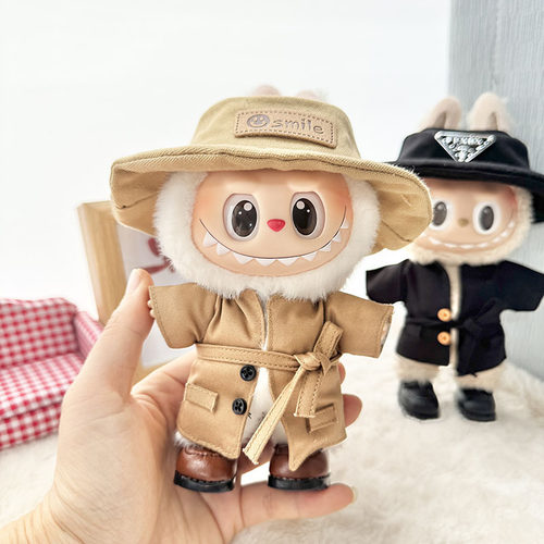 49仅衣服]一二代Labubu衣服挂件拉布布坐派对娃衣长款风衣套装萌