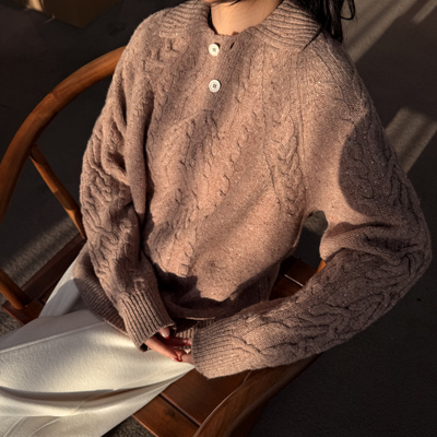 SEASONMARK花纱绞花polo针织衫