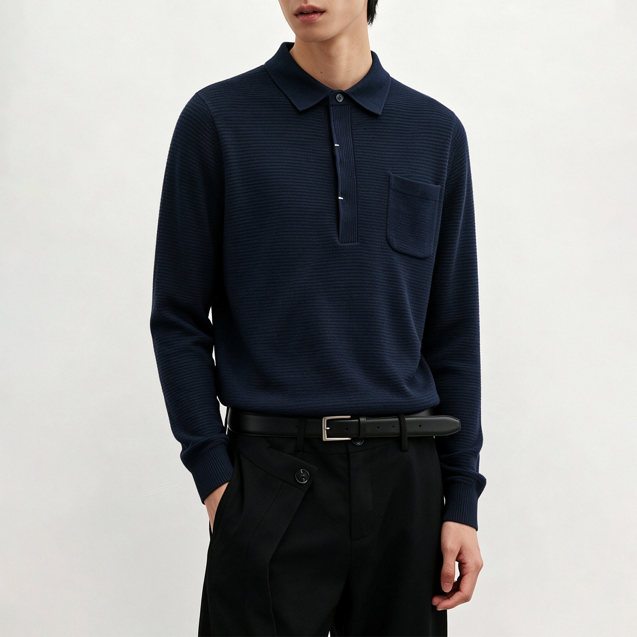 SEASONMARK早秋老钱风针织polo衫商务休闲百搭松弛感长袖男士卫衣