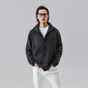 SEASON MARK早秋新款羊毛混纺针织长袖开衫简约休闲百搭男士外套