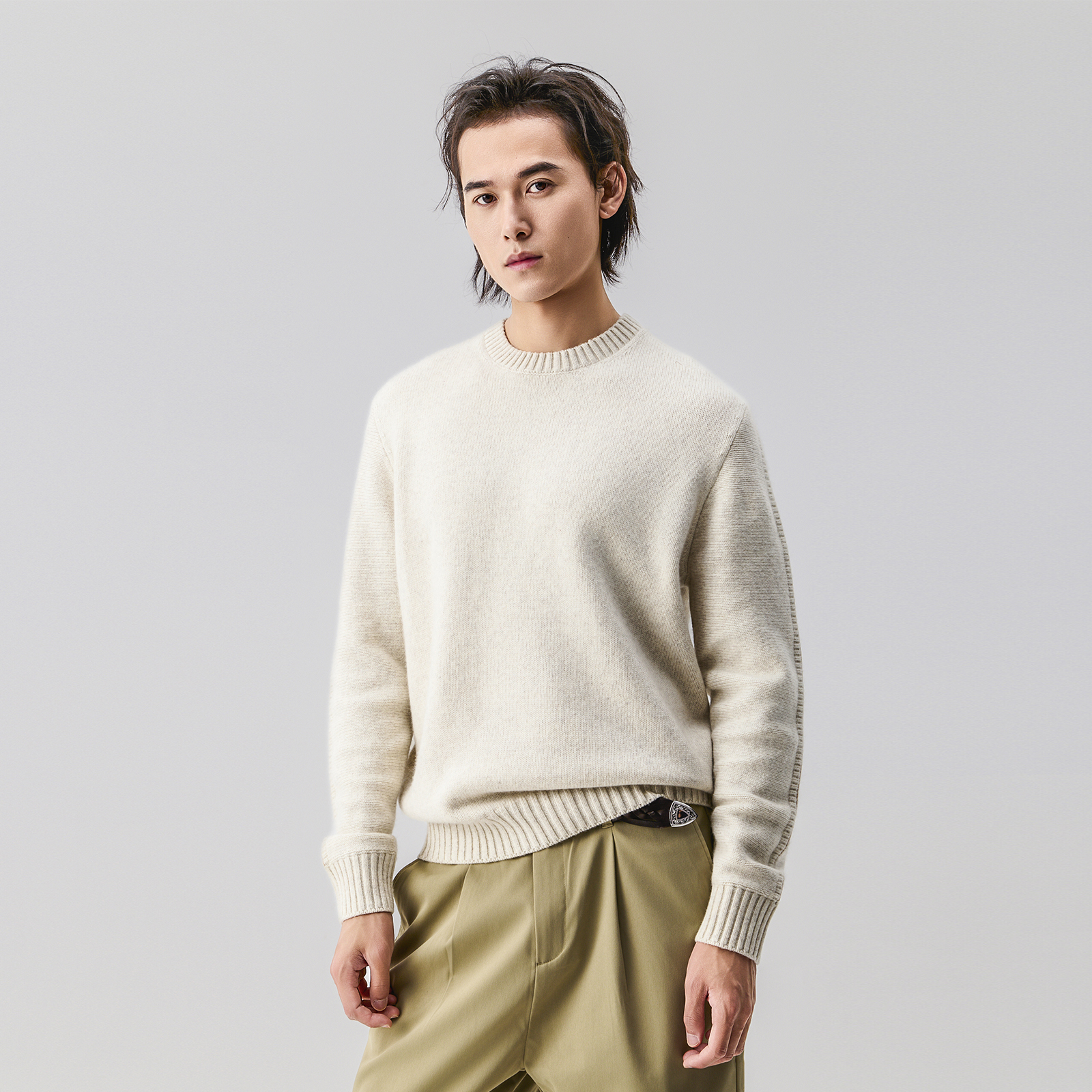 SEASONMARK秋冬线条针织圆领毛衣