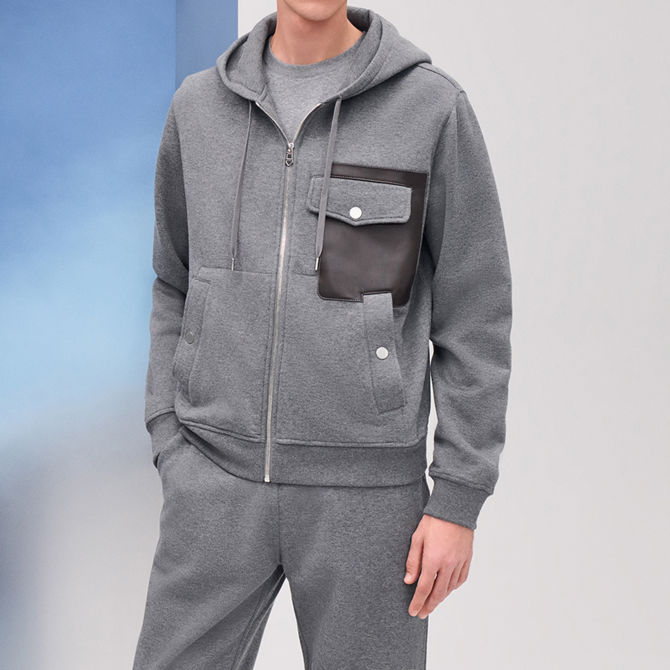 SEASONMARK拼色加绒连帽外套