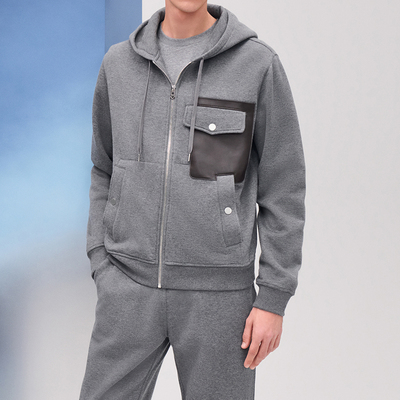 SEASONMARK拼色加绒连帽外套