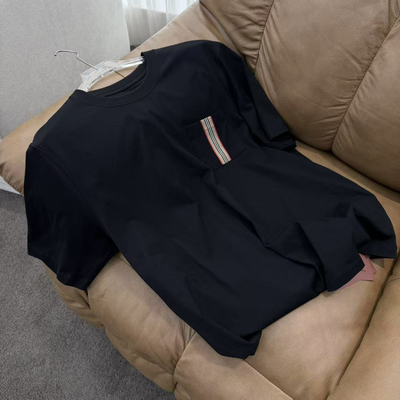 SEASONMARK口袋条纹纯色短袖