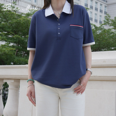 SEASONMARK新款胸口织带polo短袖