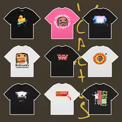 Travis Scott X Mcdonald's Cpfm T-Shirt Loose Fit Unisex Foam Portrait Ts Summer American Style Short Sleeve