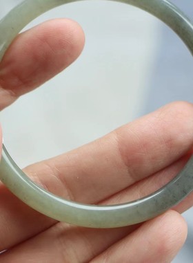 保真天然和田玉手镯57圈口证书9260724且末料青花色 新疆料圆条