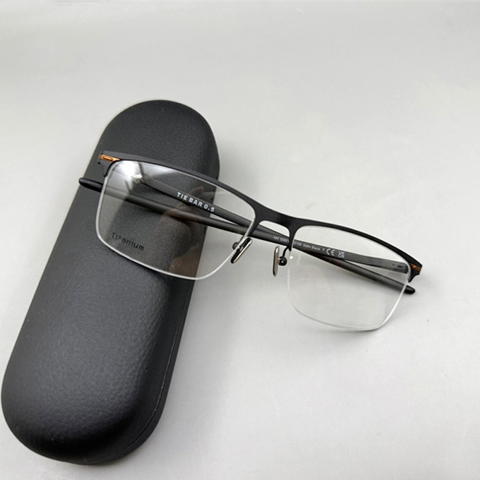 超轻纯钛运动品牌半框近视眼镜框 商务休闲OX5140黑色男女款方框