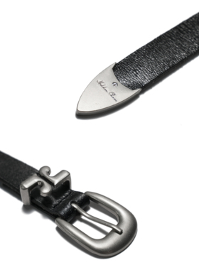 H1c 头层牛皮异形介指匕首尾夹镀银扣cleanfit复古自然纹皮带腰带