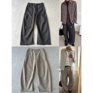 岩 廓形 仿原牛螺旋多弧A字阔腿工装 时装 多线解构 弯刀裤 H1c