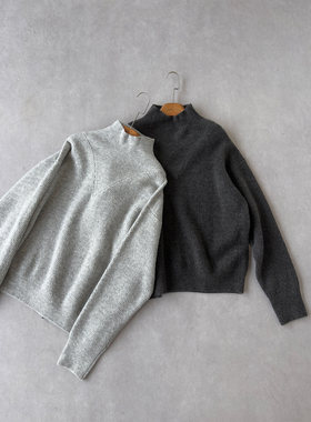 H1c 蛇鳞*肌理高领羊毛混纺短宽Boxy针织毛衣 立体剪裁/亲肤不扎