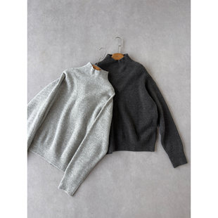 H1c 蛇鳞*肌理高领羊毛混纺短宽Boxy针织毛衣 立体剪裁/亲肤不扎