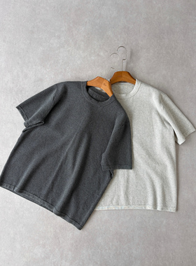 H1c 蛇鳞*肌理针织正肩合身纯棉短袖 小领口/亲肤舒适/身材修饰