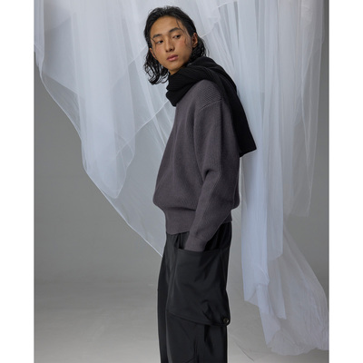 H1c极简*立领针织高领毛衣外套