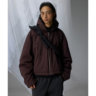 H1c 血月*弯刀袖廓形短宽连帽拉链羽绒棉棉服外套 /力量造型