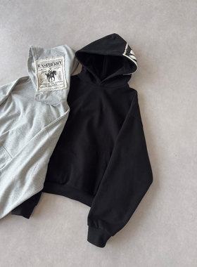 H1c 贴布* cowboy牛仔/最后的晚餐 455g印花短宽Boxy连帽卫衣