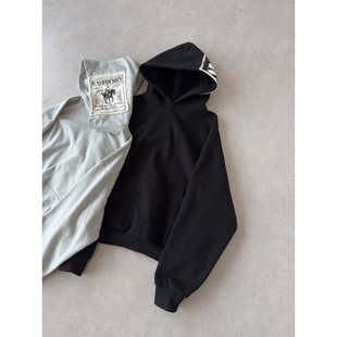 最后 H1c 贴布 cowboy牛仔 455g印花短宽Boxy连帽卫衣 晚餐