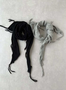 H1c 菱形提花*手工流苏三角羊毛围巾 氛围感/秋冬保暖/造型利器