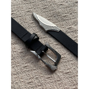 利剑雕花异型尾夹头层牛皮皮带腰带 都是老铁 H1c 五周年