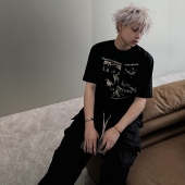 24SS Rammstein 战车乐队金属摇滚做旧印花270g H1c boxy短袖 T恤