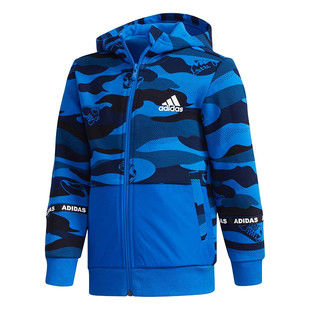 adidas 连帽拉链柔软休闲夹克外套蓝色DY9225