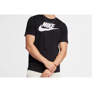 Nike 经典Logo印花圆领美式复古短袖T恤 男款 黑色AR5005-010