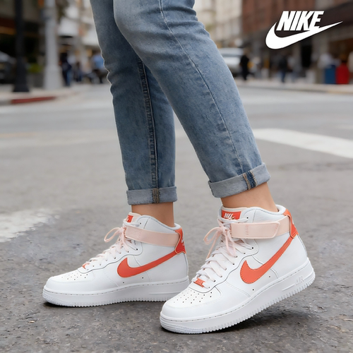 Nike Air Force 1 Orange Pearl 舒适高帮板鞋女款白橙334031-118