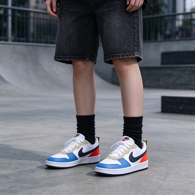 NikeCourt Borough时尚舒适百搭轻便GS低帮板鞋白蓝色DV5456-124