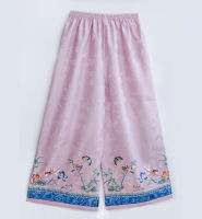 Hua Yueyao's original "Little Golden Jade" Chinese-style retro embroidered women's base layer Chinese-style long pants, universal wide-leg underpants thumbnail 3