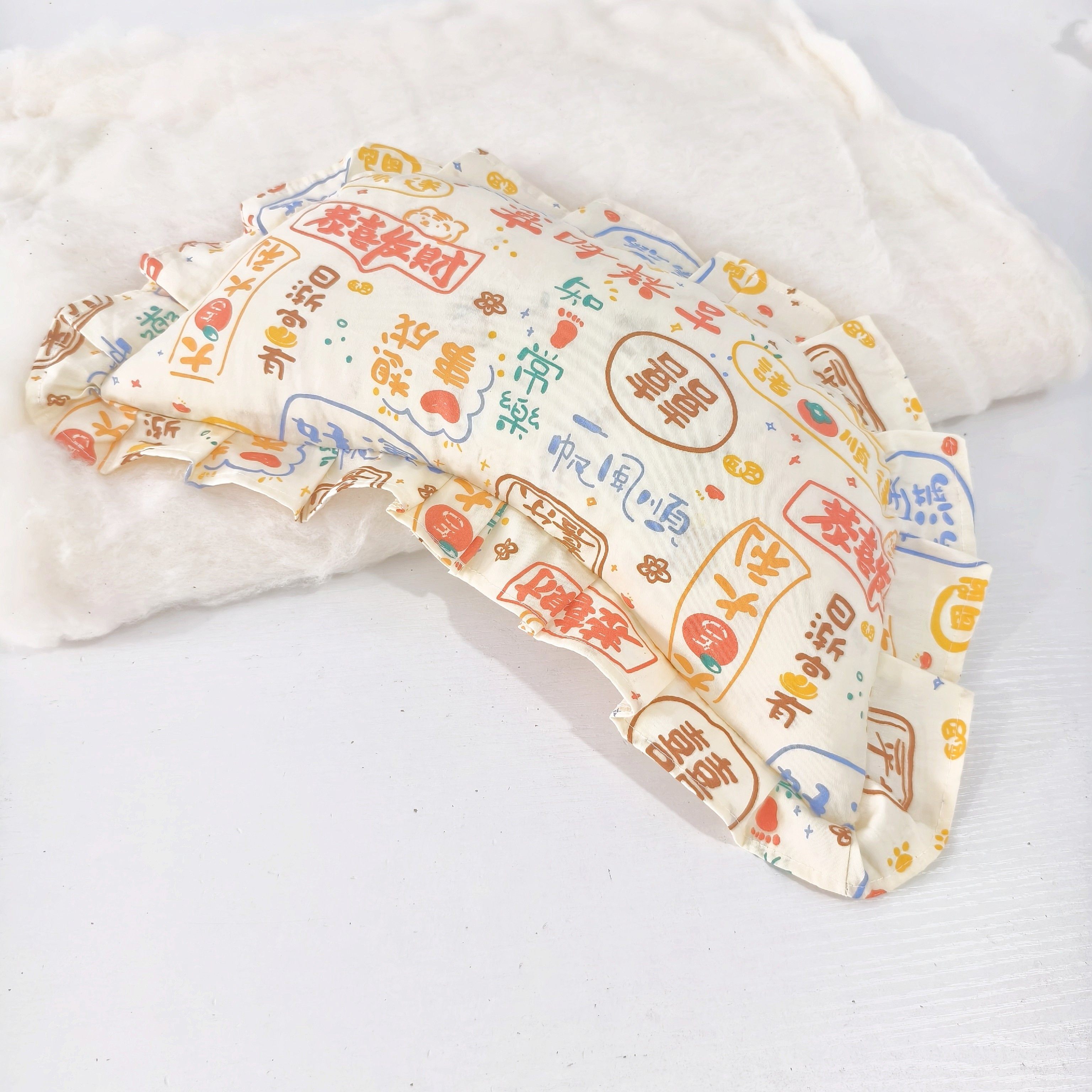 定做婴幼儿童宝宝纯棉花边月亮抱枕枕头纯棉花填充物15*33可拆洗