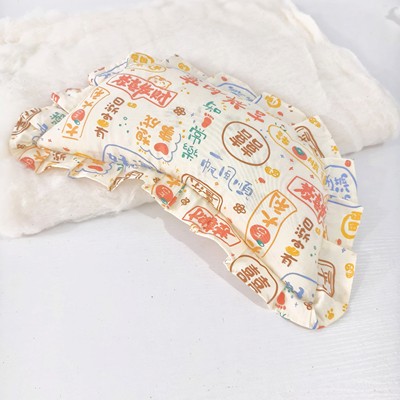 定做婴幼儿童宝宝纯棉花边月亮抱枕枕头纯棉花填充物15*33可拆洗