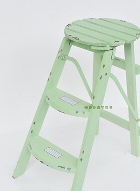 户外花园法式杂货实木花架多层三层阶梯架复古做旧英式置物架立i.