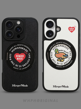 潮牌爱心鸭子磁吸支架手机壳苹果17promax高级感情侣款iPhone16pro黑白色15plus超好看爆款14仿皮磨砂防摔13