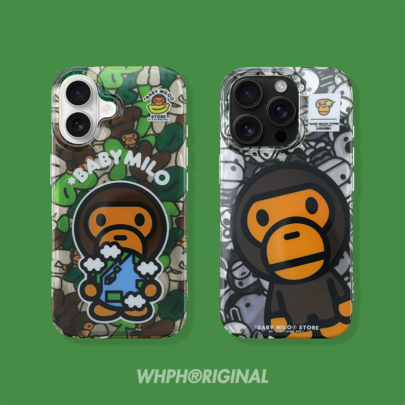 创意猴子苹果16promax亮面手机壳适用于iPhone17pro时尚潮牌14个性防摔保护套15情侣趣味搞怪13新款超火硬壳