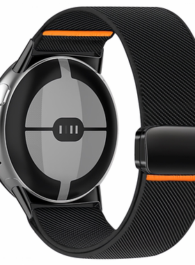 适用google谷歌pixel watch4/3/2/1磁吸弹力尼龙编织表带41/45mm
