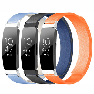 适用fitbit蜚比inspire hr荔枝纹inspire2硅胶磁吸表带inspire3