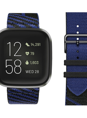 适用蜚比fitbit versa 1 2 3 4 sense1 2 尼龙帆布表带透气吸汗