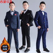 胖童西装 男童礼服秋冬加厚加肥小孩钢琴演出服主持人儿童西服 套装