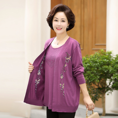 200斤肥胖妈妈假两件羊毛衫毛衣