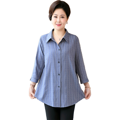 加大码宽松200斤妈妈开衫衬衫