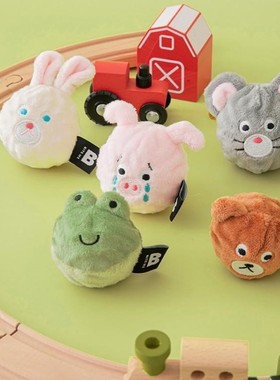 现货～韩国正品Biteme动物农场弹力球发声玩具球兔子青蛙小熊小猪
