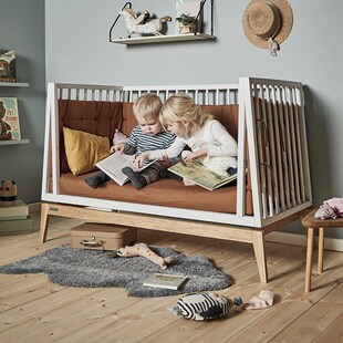 进口丹麦leander luna橡木0-8岁婴儿床儿童床高低可调可变沙发