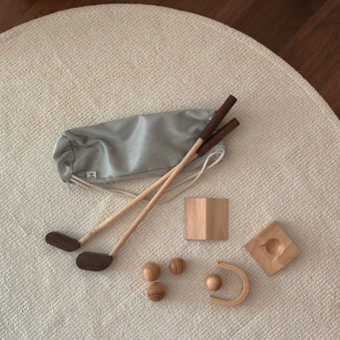 韩国直邮 实木儿童高尔夫球杆套装 宝宝家里户外木质亲子运动球类