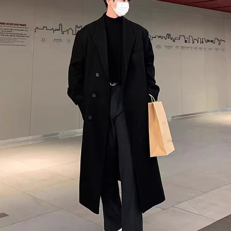 秋冬季新款毛呢大衣男中长款