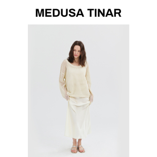 优雅缎面鎏光纸片人半身裙2026夏季 重工斜裁垂感鱼尾裙女