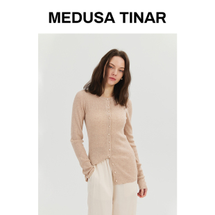 极简慵懒单排扣圆领罗纹羊毛上衣2026春夏新品 毛衣女外搭 针织开衫