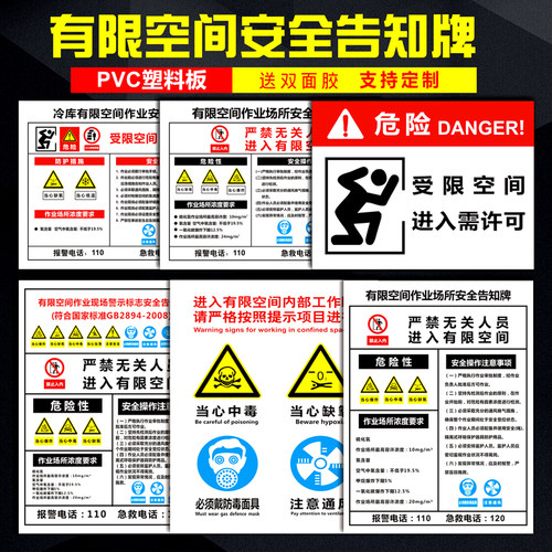 空间受限密闭无关人员进入告知牌